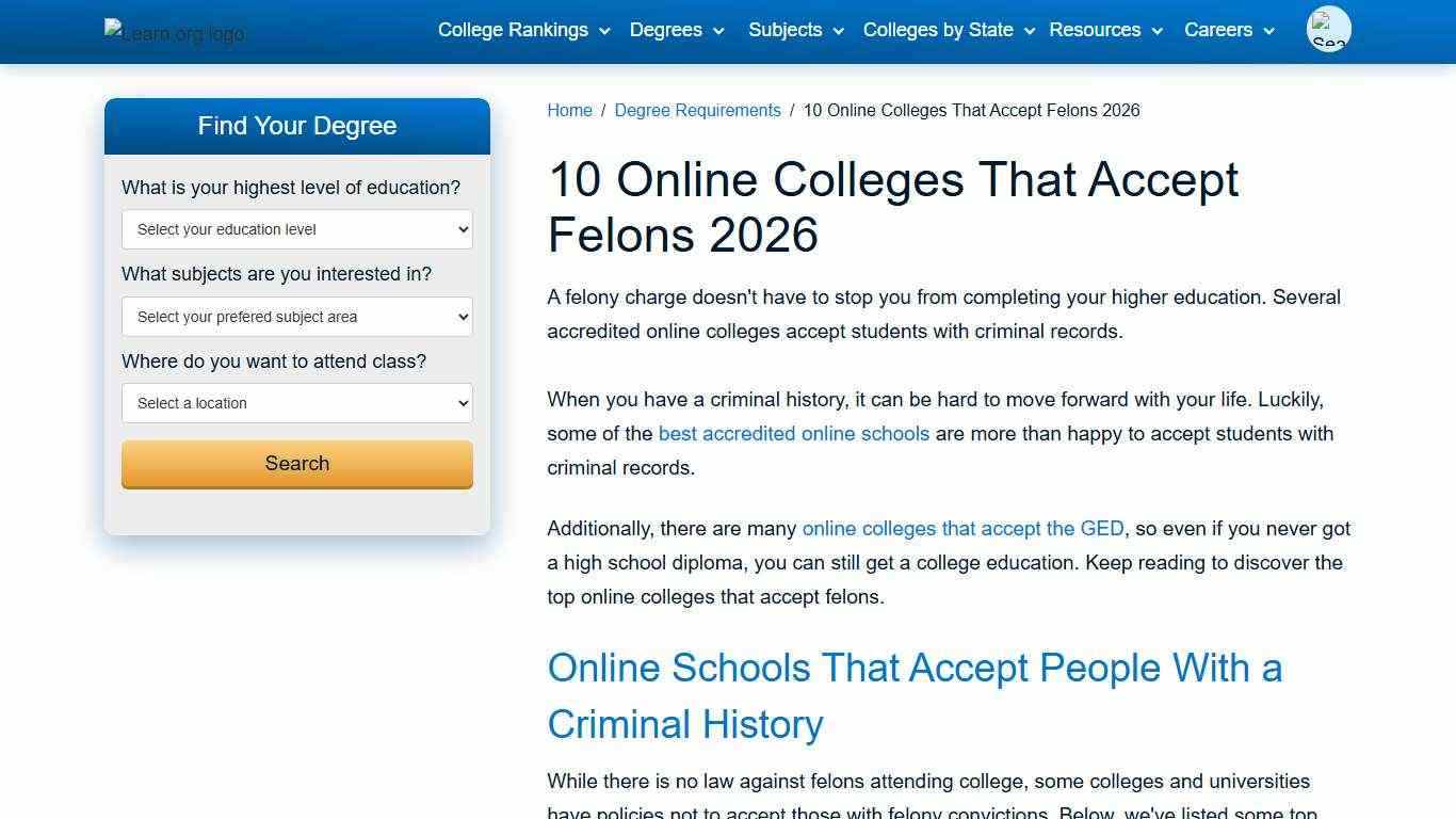 10 Online Colleges That Accept Felons 2026